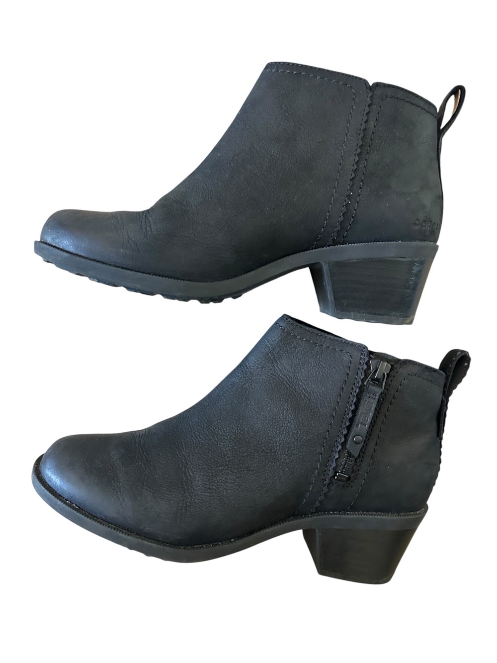 Teva Anaya Black Leather Booties Ankle Boots Comfort Casual Size 7